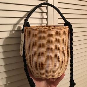 Wicker purse with strap & handle